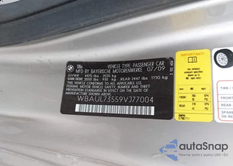 2009 BMW 128I из США, поврежденный, VIN WBAUL73559VJ77004